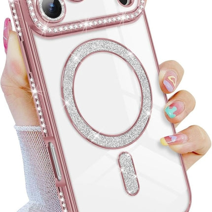 Luxury Sparkle Magnetic Camera Protection Case - iPhone 18 Pro/17 Pro - Rosegoud