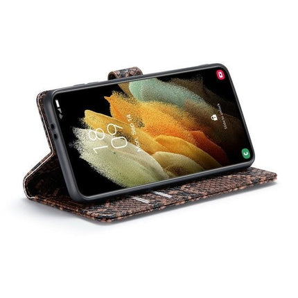 Snake Design Luxe Wallet Case - Samsung S21- Bruin