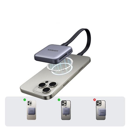 Ugreen magnetische geheugenkaartlezer + 100W PD 3-in-1 oplader - Grijs