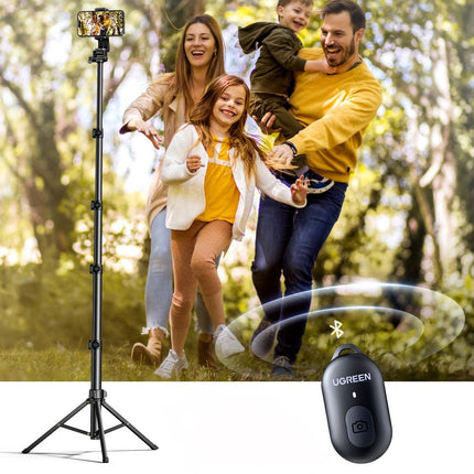 Ugreen LP680 selfiestick met standaard en Bluetooth-afstandsbediening 1,8 m - zwart