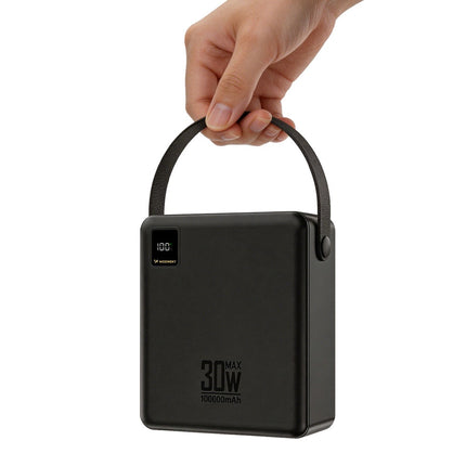 Powerbank 100.000 mAh 30W 4x USB-A en 1x USB-C met zaklamp - Zwart