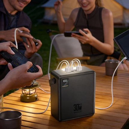 Powerbank 100.000 mAh 30W 4x USB-A en 1x USB-C met zaklamp - Zwart