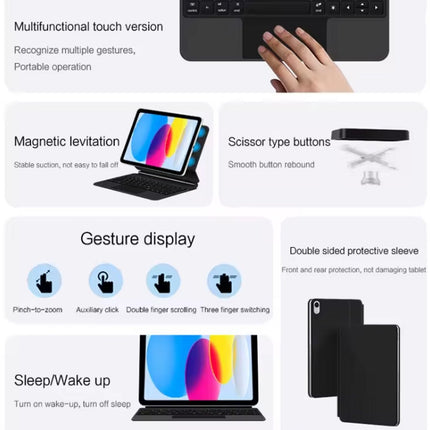 Toetsenbord Hoes Geschikt voor Apple iPad 2025 (A16) 11e Generatie - Zwart - Casemania 11 inch Keyboard Tablet Case met Touchpad - Bluetooth Magnetisch Smart Folio met Stand - Slim Smart Cover met QWERTY Keyboard en Trackpad Muis en Verlichting