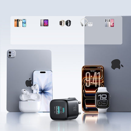Joyroom JR-TG7 33W USB-A + USB-C wandlader - Zwart