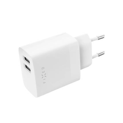 FIXED Dual USB Charger 17W + USB/USB-C Cable, white (EOL)