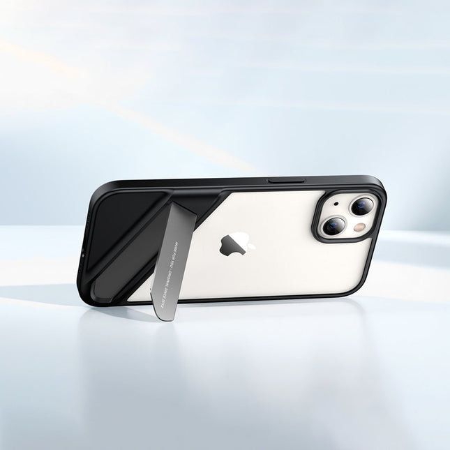 Ugreen Fusion Kickstand Case iPhone 14 Hard Cover met Gel Frame en Stand zwart