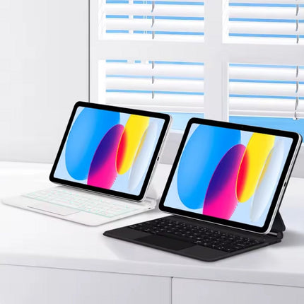 Toetsenbord Hoes Geschikt voor Apple iPad 2025 (A16) 11e Generatie - Zwart - Casemania 11 inch Keyboard Tablet Case met Touchpad - Bluetooth Magnetisch Smart Folio met Stand - Slim Smart Cover met QWERTY Keyboard en Trackpad Muis en Verlichting