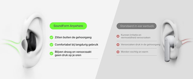 Belkin SoundForm Anywhere draadloze oordopjes, lichtgewicht oordopjes voor zijslapers, comfortabel en met lange gebruiksduur, Bluetooth 6.0, 26 uur batterijduur, IPX4, draadloze oordopjes voor slapen, sporten en meer - zwart