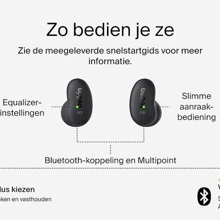 Belkin SoundForm Anywhere draadloze oordopjes, lichtgewicht oordopjes voor zijslapers, comfortabel en met lange gebruiksduur, Bluetooth 6.0, 26 uur batterijduur, IPX4, draadloze oordopjes voor slapen, sporten en meer - zwart