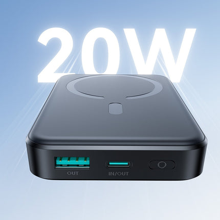 Joyroom JR-W020 20W 10000mAh MagSafe Powerbank + USB-C - USB-C 0,25m kabel - Zwart