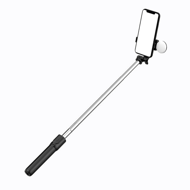 Selfiestick WR1YXS telescopisch statief 0,71m met ronde lamp - zwart Selfiestick WR1YXS telescopisch statief 0,71m met ronde lamp - zwart