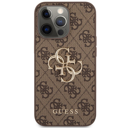 iPhone 13 Pro Backcase hoesje - Guess - Effen Bruin - Kunstleer