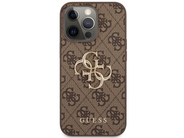 iPhone 13 Pro Max Backcase hoesje - Guess - Effen Bruin - Kunstleer
