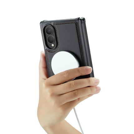 Samsung Z Fold 8 - 2-in-1 Casemania Luxe Magsafe Wallet Case - Zwart