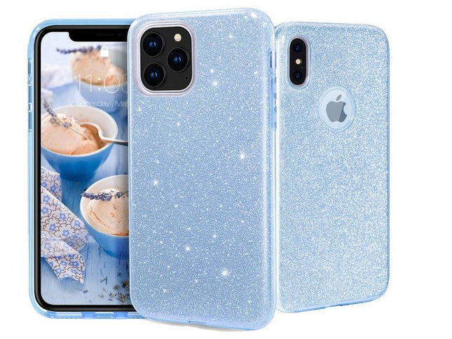 iPhone 11 - Glitter Backcover - Blauw