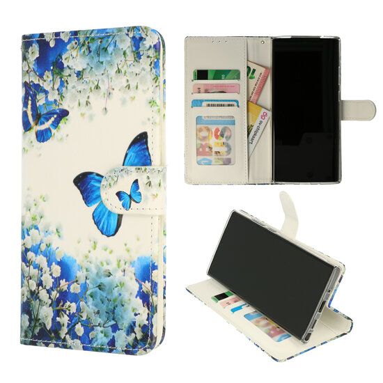 iPhone 12/12 Pro Hoesje Bookcase Print - Vlinder Blauw