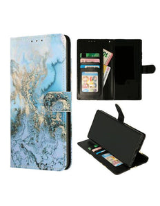 iPhone 14 Pro - Bookcase Print - Marmer Blauw