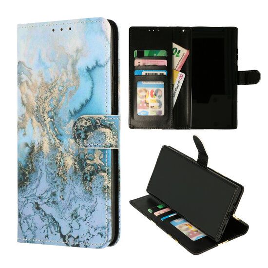 iPhone 14 Pro Max - Bookcase Print - Marmer Blauw