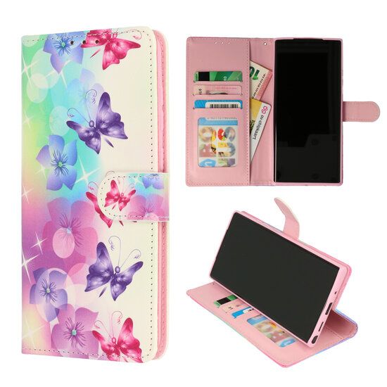 iPhone XR Bookcase – Beschermend Wallet Hoesje met Bloemen- en Vlinderprint –