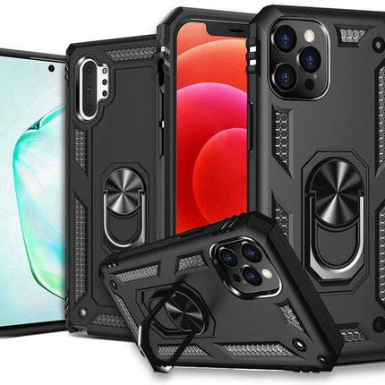 iPhone 11 Pro hoesje achterkant zwart hardcase met vinger magneet houder case