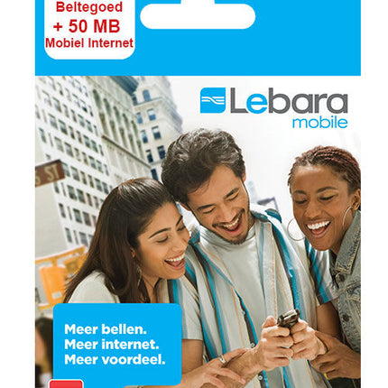 Lebara Prepaid SIM-Kaart 15 Euro Beltegoed + 50 MB Mobiel Internet