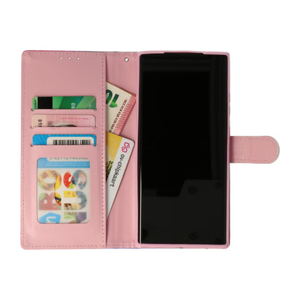 iPhone 15 Pro Hoesje Bookcase Print Marmer Paars