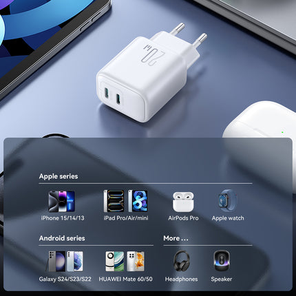 USB C Supersnellader 2x USB-C 20W PD / QC 3.0 - wit