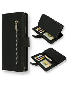 iPhone 15 Plus hoesje met rits wallet case zwart