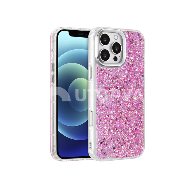 Hoesje roze bling glitters backcover iPhone 12/12 Pro