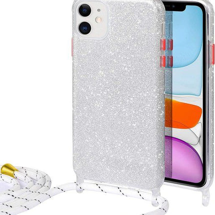 Samsung A12 - Glitter 3 in 1 Case With Cord - Silver 
