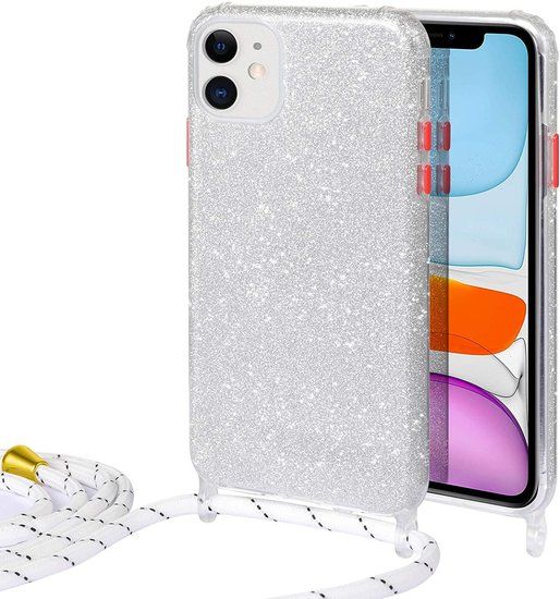 Samsung A12 - Glitter 3 in 1 Case With Cord - Silver 
