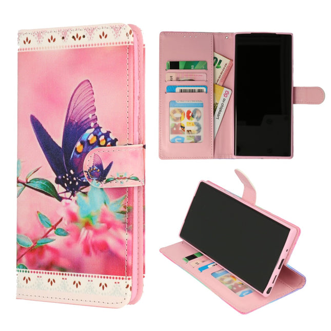 iPhone XR Bookcase – Beschermend Wallet Hoesje met Vlinderprint – Roze