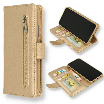 iPhone 16 hoesje rosegoud boekcase mapje wallet cover met rits