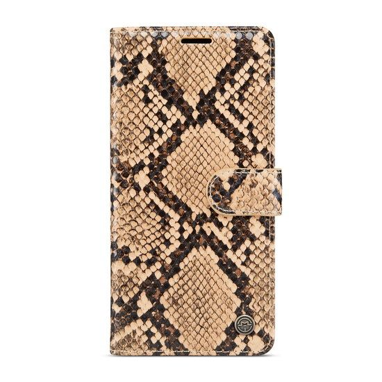 Luxus-Brieftaschenhülle im Schlangen-Design – Samsung S21 FE – Beige