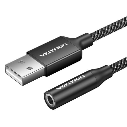 Externe USB-geluidskaart met één poort, Vention Gome 1m (zwart)