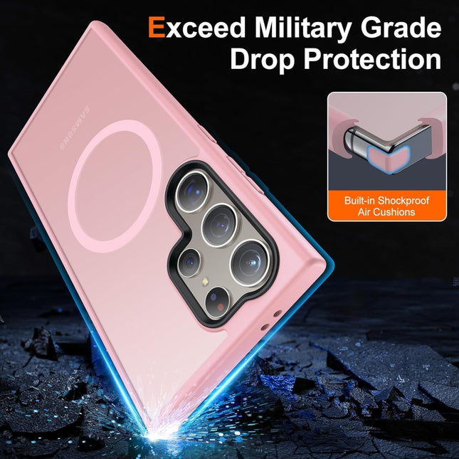 Samsung Galaxy S24 Ultra hoesje roze translucent matte skin magsafe armor case