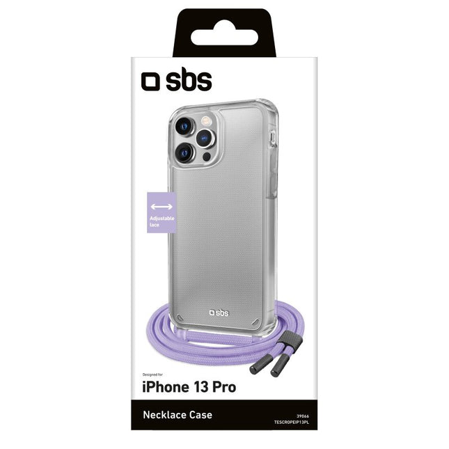 SBS Transparent cover with neck strap iPhone 13 Pro, lila