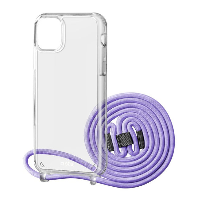 SBS Transparent cover with neck strap iPhone 13 Pro, lila