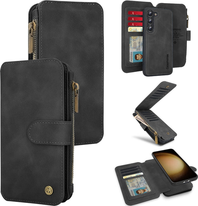 Samsung Galaxy S23 Ultra Hülle Portemonnaie mit Reißverschluss schwarz