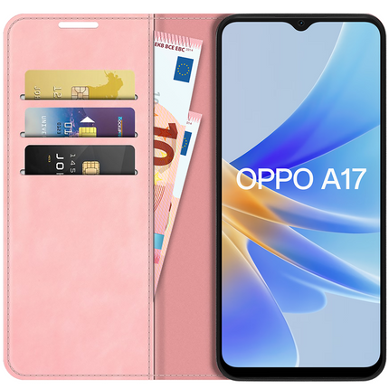 Oppo A17 hoesje boekcase wallet roze