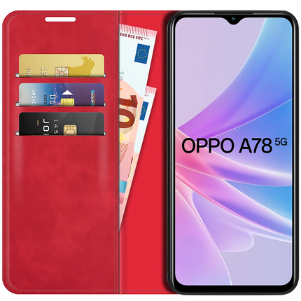 Oppo A78 5G hoesje boekcase met ruimte voor pasjes rood