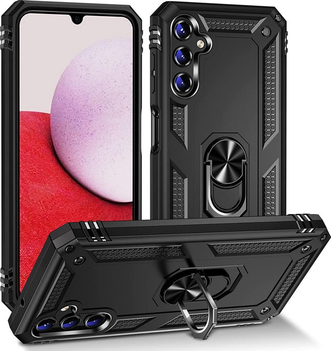 Case for Samsung Galaxy A14 5G Black - Anti-Shock Hybrid Armor with Kickstand Ring