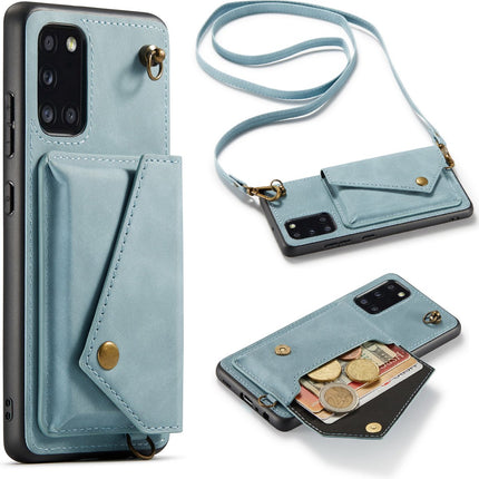 iPhone 13 Pro Max Aqua Blue Luxe Back Cover met Koord - Wallet Case - Pasjeshouder
