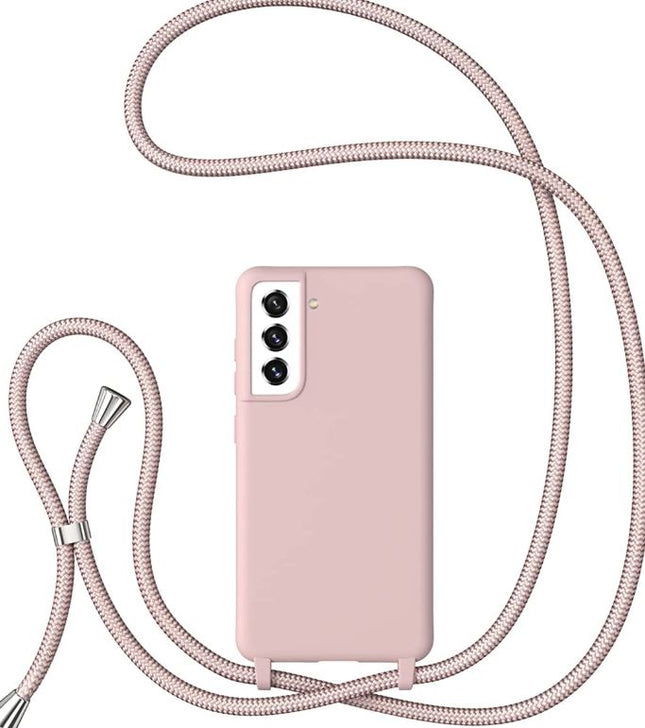 Samsung Galaxy S23 Ultra hoesje Silicone met koord roze