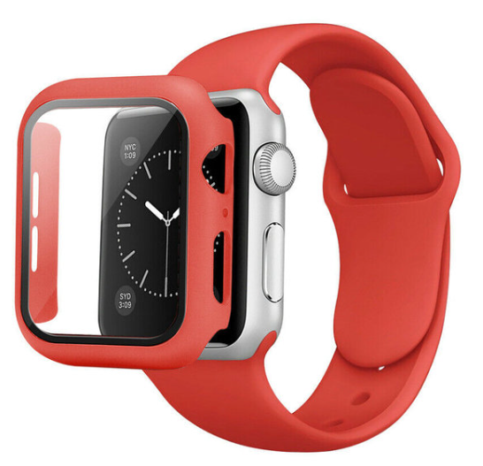 Watch 38 mm - Silicone Strap Band + 360 Case - Rood