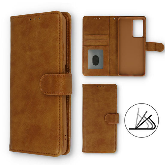 Samsung Galaxy A03S   hoesje Bookcase Mapje - Wallet Case - Bruin