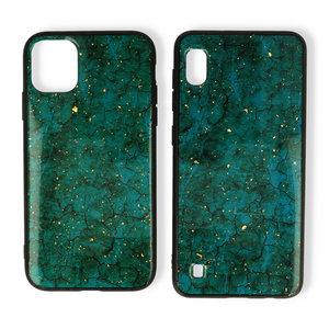 Samsung Galaxy A52 hoesje print marmar groen glitter backcover achterkant case