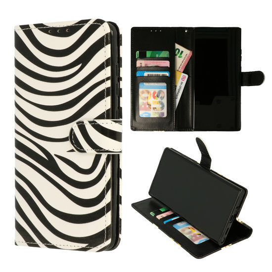 Motorola Moto E6S / E6i  hoesje zebra Bookcase Mapje - hoesje - Wallet Case