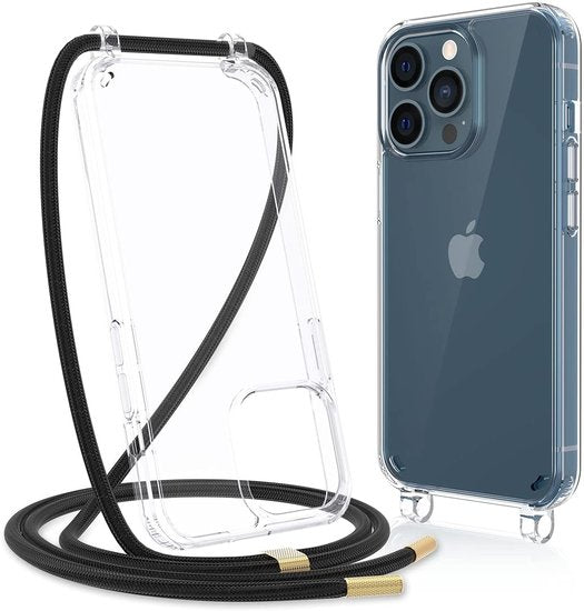 iPhone 13 Pro Max hoesje met touw Ketting doorzichtig Telefoonhoesjes achterkant met koord