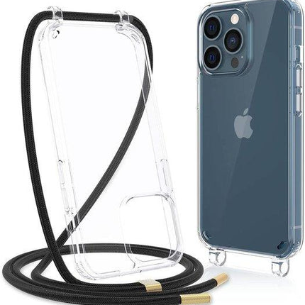 iPhone 13 Pro hoesje met touw Ketting doorzichtig Telefoonhoesjes achterkant met koord